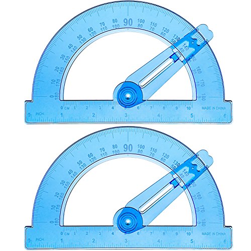 Product Cover Boao 2 Pack Plastic Swing Arm Protractors 6 Inches Clear Protractors 180 Degree Math Protractor