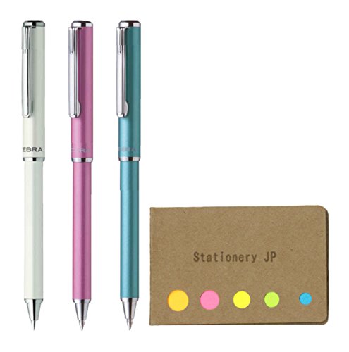 Product Cover Zebra SL-F1 Mini Telescopic Ball Point Pens, 0.7mm, 3 Body Colors (White/Pink/Light Blue), Sticky Notes Value Set