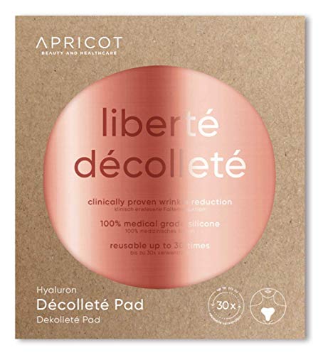 Product Cover NEW Silicone care Premium Décolleté Pad with Hyaluron! Original APRICOT Product, made in Germany. First anti wrinkle chest Pad with ingredients! Efficacy clinically proven! medical grade silicone