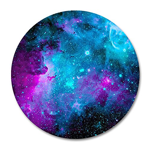 Product Cover Galaxy Round Mouse Pad by Smooffly,Blue Purple Galaxy Customized Round Non-Slip Rubber Mousepad Gaming Mouse Pad 7.87