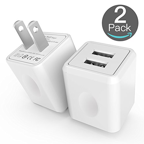 Product Cover USB Wall Charger, Taymanso 2-Port USB Charger Home Travel Wall Plug Power Adapter for iPhone X 8/7/6 Plus SE/5S/4S,iPad, iPod, Samsung Galaxy S9, S8, HTC, LG, Table, Motorola and More(2 Pack)
