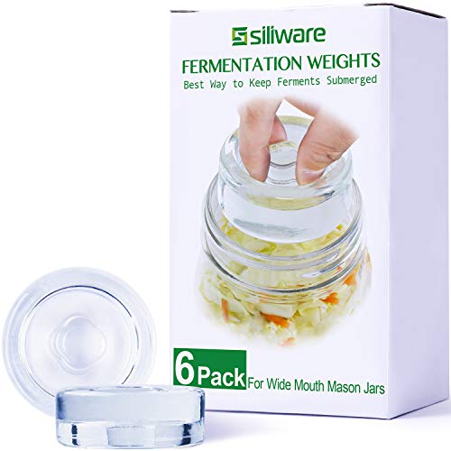 Product Cover 6-Pack Easy Fermentation Glass Weights with Handles for Keeping Vegetables Submerged During Fermenting and Pickling, Fits for Any Wide Mouth Mason Jars, FDA-Apporved Food Grade Materials