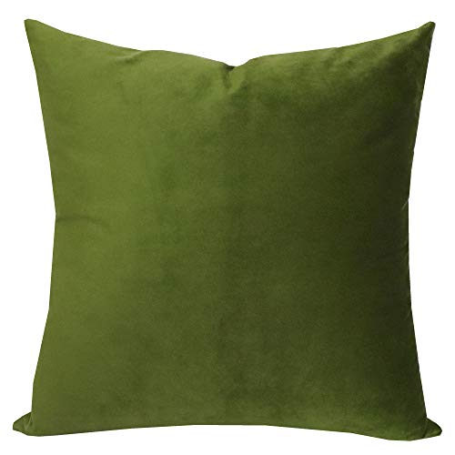 Product Cover SLOW COW Velvet Solid Throw Pillow Cover Decorative Cushion Cover Pillow Case 18x18 Inches Green