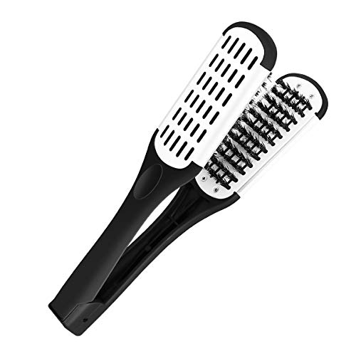 Product Cover ROSENICE Hair Comb Hair Straightening Comb Styling Tools Boar Bristle Double Sided Brush Comb Clamp (Black White)