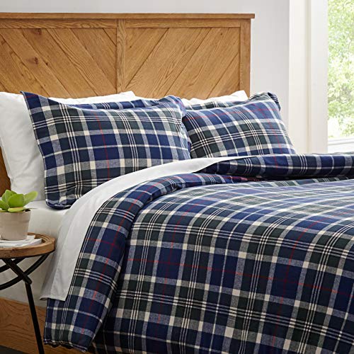 Product Cover Stone & Beam Rustic Plaid Flannel Duvet Cover Set, King, Blue and Green