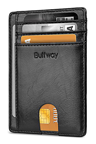 Product Cover Buffway Slim Minimalist Front Pocket RFID Blocking Leather Wallets for Men Women