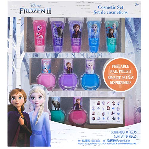 Product Cover Townley Girl Disney Frozen 2 Super Sparkly Cosmetic Set with Lip Gloss, Nail Polish and Nail Stickers - 11 Pack