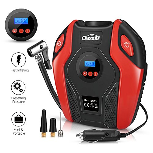 Product Cover Oasser Air Compressor Tire Inflator Pump Electric Portable Air Infaltor with Digital LCD LED Light Auto Tire Pump 12V DC 150 PSI for Car Truck Bicycle RV and Other Inflatables P6