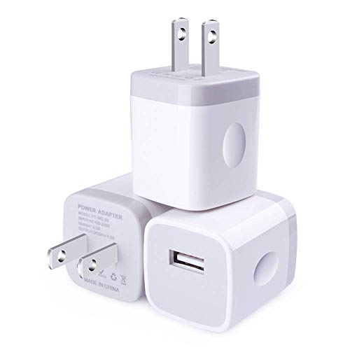 Product Cover USB Wall Charger, Charger Adapter, VectorTech (3 Pack) 5V/1Amp Single Port Quick Charger Plug Cube for iPhone 7/6S/6S Plus/6 Plus/6/5S/5, Samsung Galaxy S7/S6/S5 Edge, LG, HTC, Huawei, Moto, Kindle