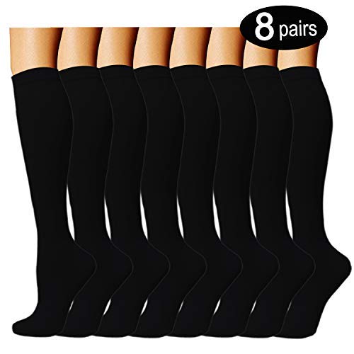 Product Cover ACTINPUT Compression Socks (8 Pairs) for Women & Men 15-20mmHg - Best Medical,Nursing,Hiking,Recovery & Flight Socks