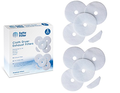 Product Cover Fette Filter - Cloth Dryer Filters Compatible with Sonya, Panda, Avant, Magic Chef Dryers - Multi Pack - 8 Exhaust Filters & 2 Air Intake Filters