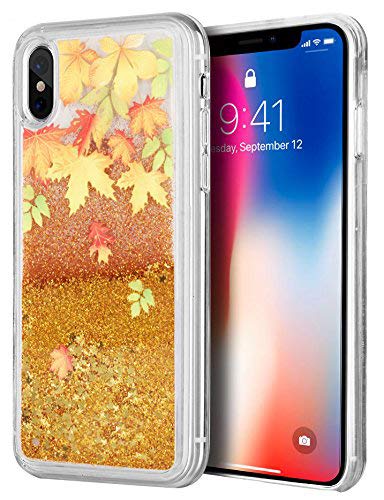 Product Cover Super Slim Lightweight iPhone X Waterfall Fusion Sparkling Quicksand Case (Autumn Leaves)