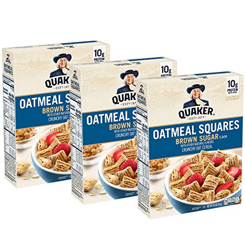 Product Cover Quaker Oatmeal Squares Breakfast Cereal, Brown Sugar, 14.5oz Boxes (3 Pack)