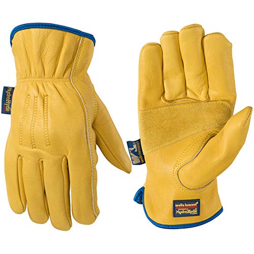 Product Cover Slip-On HydraHyde Leather Work Gloves, Water-Resistant, Large (Wells Lamont 1168L)