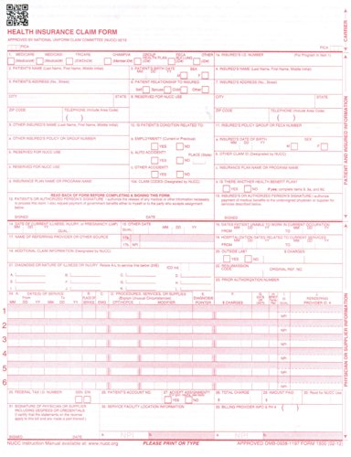 Product Cover NEW CMS-1500 INSURANCE CLAIM FORMS, HCFA (Version 02/12) - 1 CASE (2500 SHEETS/FORMS)