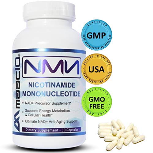 Product Cover MAAC10 NMN Nicotinamide Mononucleotide Supplement (NMN 125mg Capsules). The Most Powerful NAD+ Precursor More Stable Than Riboside. Supports DNA-Repair, Sirtuin Activation and Energy (30 Count).