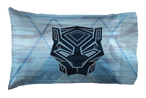 Product Cover Jay Franco Marvel Black Panther Blue Tribe1 Pack Pillowcase - Double-Sided Kids Super Soft Bedding (Official Marvel Product)