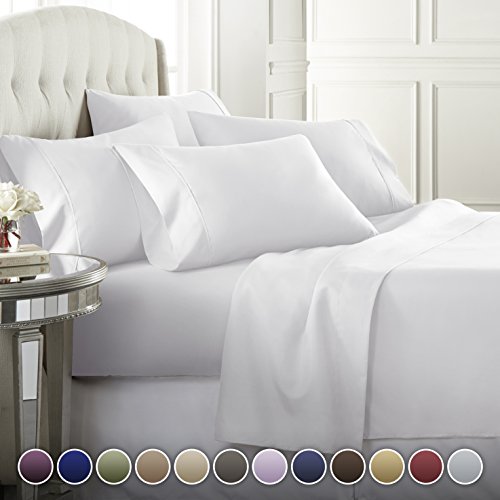 Product Cover 6 Piece Hotel Luxury Soft 1800 Series Premium Bed Sheets Set, Deep Pockets, Hypoallergenic, Wrinkle & Fade Resistant Bedding Set(King, White)