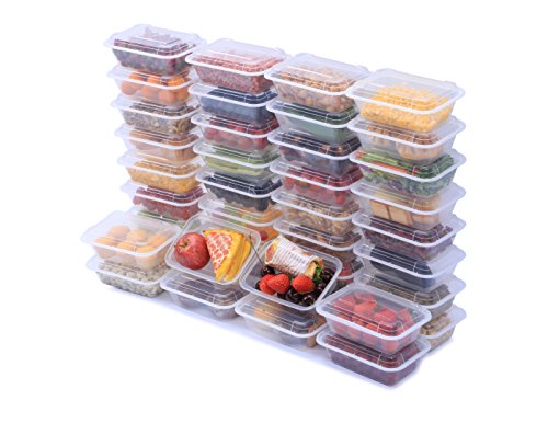 Product Cover NutriBox [40 Value Pack] single one compartment 24 OZ Meal Prep Plastic Food Storage Containers - BPA Free Reusable Lunch Bento Box with Lids - Spill proof,Microwave, Dishwasher and Freezer Safe