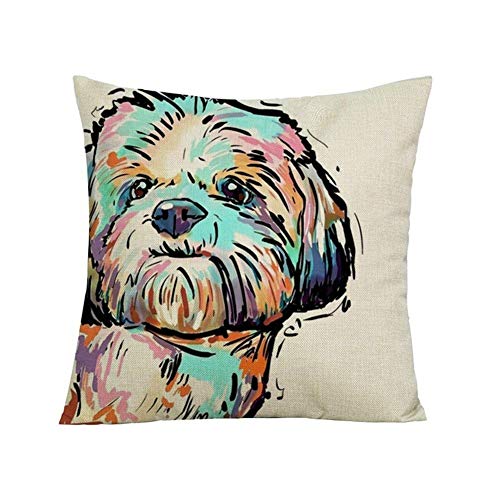Product Cover wintefei Cartoon Dog Waist Throw Cushion Cover Linen Pillow Case Home Sofa Decor? -3#