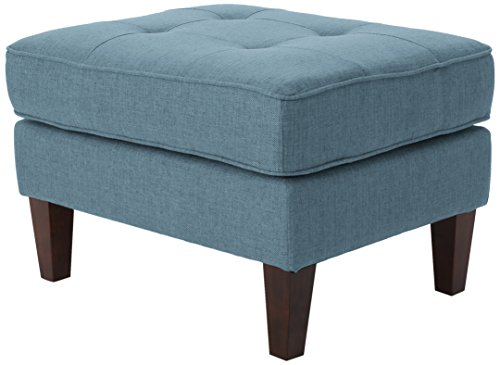 Product Cover Christopher Knight Home Nasir Mid Century Modern Fabric Ottoman, Blue/Espresso
