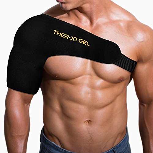 Product Cover Shoulder Brace w/ Reusable Gel Ice Cold & Heat Pack For Injuries Pain Relief | Sling Support Wrap Hot Pack For Rotator Cuff , Arthritis , Frozen Dislocated Mouse Shoulder Therapy by TherX