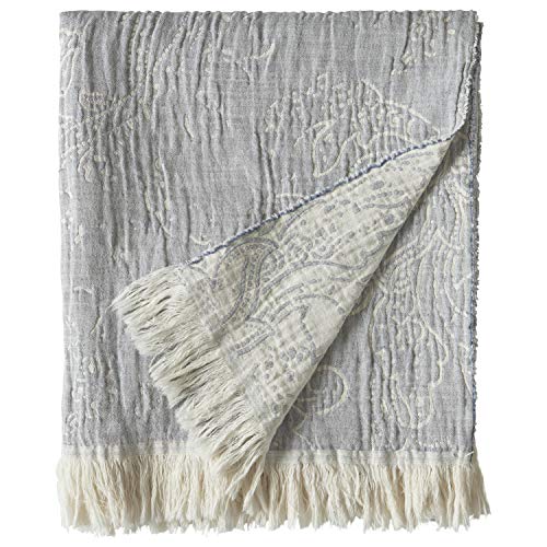 Product Cover Stone & Beam Soft Vintage Distressed Fringe Paisley Throw Blanket, 50