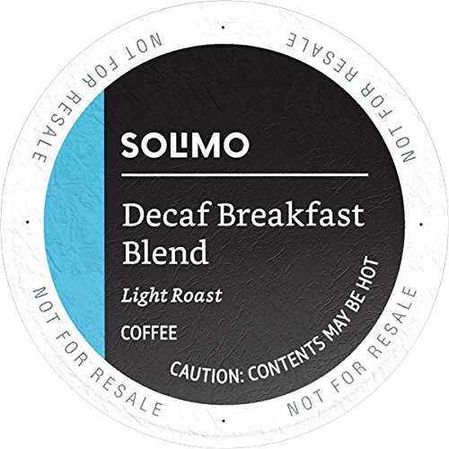 Product Cover Amazon Brand - 100 Ct. Solimo Decaf Light Roast Coffee Pods, Breakfast Blend, Compatible with Keurig 2.0 K-Cup Brewers
