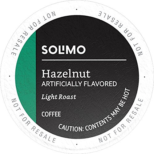 Product Cover Amazon Brand - 100 Ct. Solimo Light Roast Coffee Pods, Hazelnut Flavored, Compatible with Keurig 2.0 K-Cup Brewers
