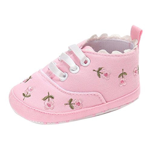 Product Cover LNGRY Newborn Baby Girls Floral Crib Shoes Soft Sole Anti-Slip Canvas Sneakers
