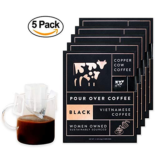 Product Cover Vietnamese Pour Over Coffee Filters: Ethically Grown Dark Espresso Roast - All-Natural Pre-Filled Portable Coffee Filters (5-Pack)