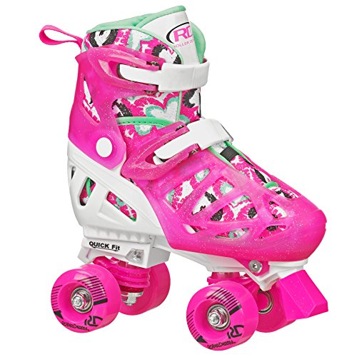 Product Cover Roller Derby Trac Star Girl's Adjustable Roller Skate, White/Pink, Large (3-6)