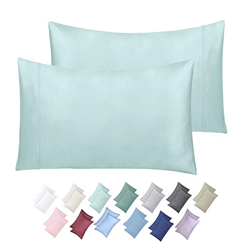 Product Cover 600 Thread Count 100% Cotton Pillow Cases, Spa Standard Pillowcase Set of 2, Extra Long - Staple Combed Pure Natural Cotton Pillows for Sleeping, Soft & Silky Sateen Weave Bed Pillow Covers