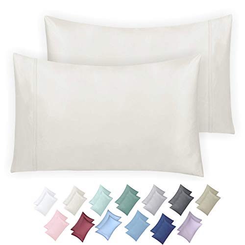 Product Cover California Design Den 600 Thread Count Pillowcase Set of 2, 100% Long-Staple Combed Cotton, Breathable, Soft Sateen Weave Luxury Hotel Quality Pillow Cases (King, Ivory)