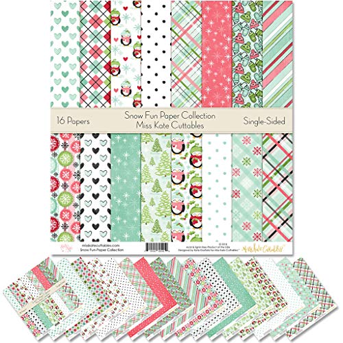 Product Cover Pattern Paper Pack - Snow Fun - Scrapbook Premium Specialty Paper Single-Sided 12