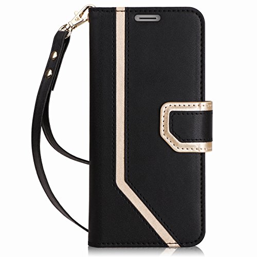 Product Cover FYY Leather Case with Mirror for Samsung Galaxy S9 Plus, Leather Wallet Flip Folio Case with Mirror and Wrist Strap for Samsung Galaxy S9 Plus Black
