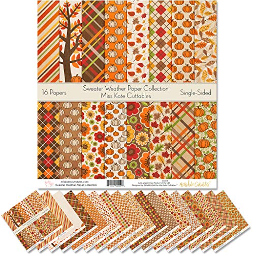 Product Cover Pattern Paper Pack - Sweater Weather - Scrapbook Premium Specialty Paper Single-Sided 12