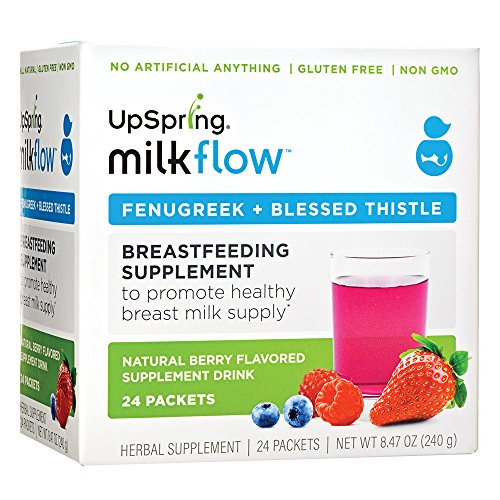 Product Cover UpSpring Baby Milkflow Fenugreek and Blessed Thistle Powder Berry Drink Mix, 24 Count Lactation Supplement Packets to Promote Healthy Breast Milk Supply