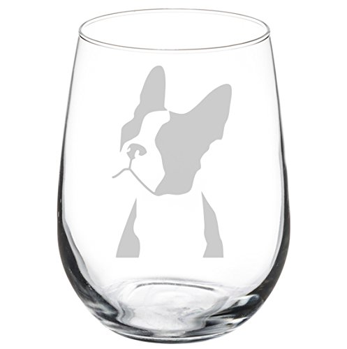 Product Cover Wine Glass Goblet Boston Terrier Face (17 oz Stemless)