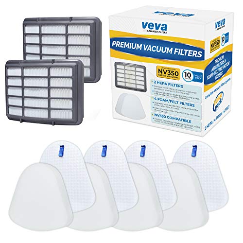 Product Cover VEVA Complete Premium Vacuum Filter Set Including 2 HEPA, 4 Foam, 4 Felt Filters 10 Pieces Total for Shark Navigator Lift Away Model NV350, 351, 352, 355, 356, 357, 358, 360, 370, 391, UV440, 490, 540
