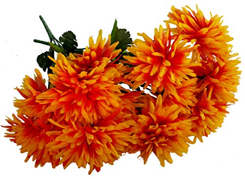 Product Cover MM TJ Products Artificial Chrysantemum Bush: 7 Stems Pack of 4 (Yellow/Orange)