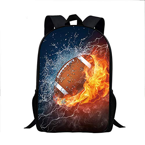 Product Cover Football Backpack Combustion Pattern School Bookbags for Kids ...