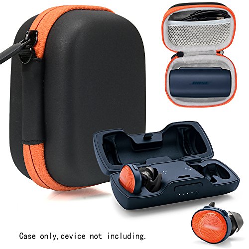 Product Cover Featured Protective Case for Bose SoundSport Free Truly Wireless Sport Headphones Charger Box, Mesh Pocket for Cable and Other Accessories (Frosted Black with Orange Zipper)