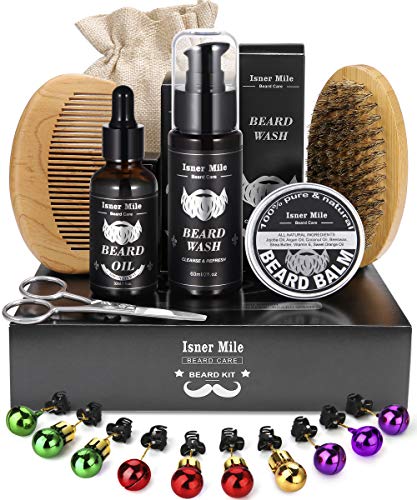 Product Cover UPGRADED Beard Kit for Men Beard Growth Grooming & Trimming with Unscented Oil, Leave-in Conditioner, Mustache & Beard Balm Butter Wax, Beard Brush, Beard Comb, Sharp Scissors Gift Set