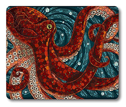 Product Cover Smooffly Red Octopus Mouse Pad, Octopus in The Oceans Customized Rectangle Non-Slip Rubber Mousepad Gaming Mouse Pad