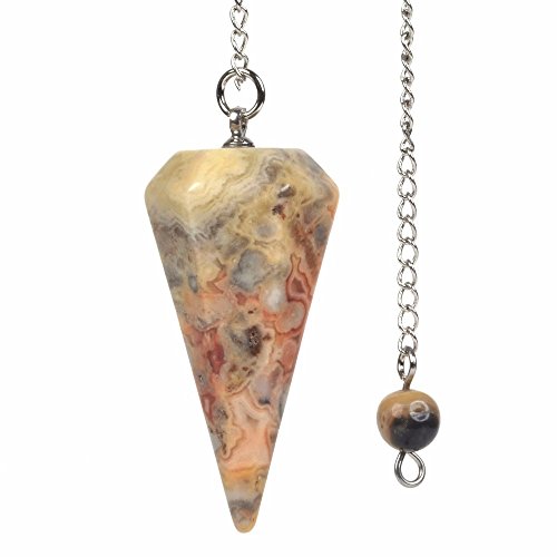 Product Cover Natural Crazy Lace Agate Gemstone Rock Crystal Hexagonal Pointed Reiki Chakra Pendant Pendulum