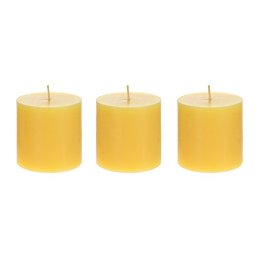 Product Cover Mega Candles 3 pcs Citronella Round Pillar Candle, Hand Poured Paraffin Wax Candles 3 Inch x 3 Inch, Bug Repellent Candles for Indoor & Outdoor Use, Everyday Candles for Mosquitoes & Insects