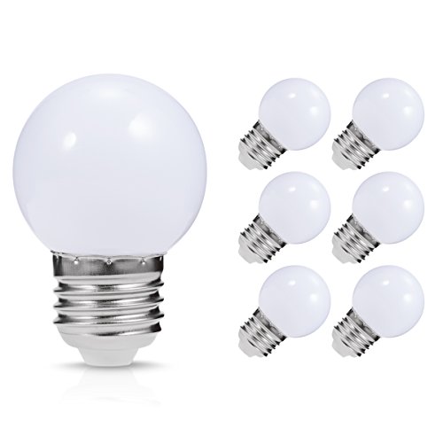 Product Cover LED Vanity Light Bulb, JandCase G14 Globe Bulb, 1 Watt(10W Equivalent), Soft White 3000K, Ideal for Bathroom Mirror, Porch, Strip Lights, Ceiling Fan, Night Light, E26/E27 Base, Not Dimmable, 6 Pack
