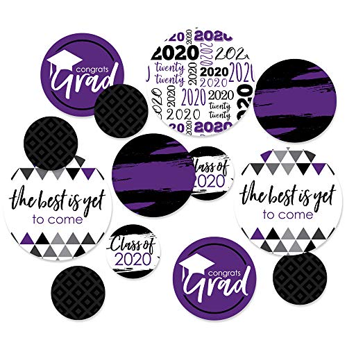 Product Cover Big Dot of Happiness Purple Grad - Best is Yet to Come - 2020 Graduation Party Giant Circle Confetti - Purple Grad Party Decorations - Large Confetti 27 Count
