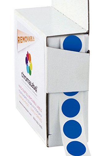 Product Cover ChromaLabel 1/2 Inch Round Removable Color-Code Dot Stickers, 1000 per Dispenser Box, Dark Blue